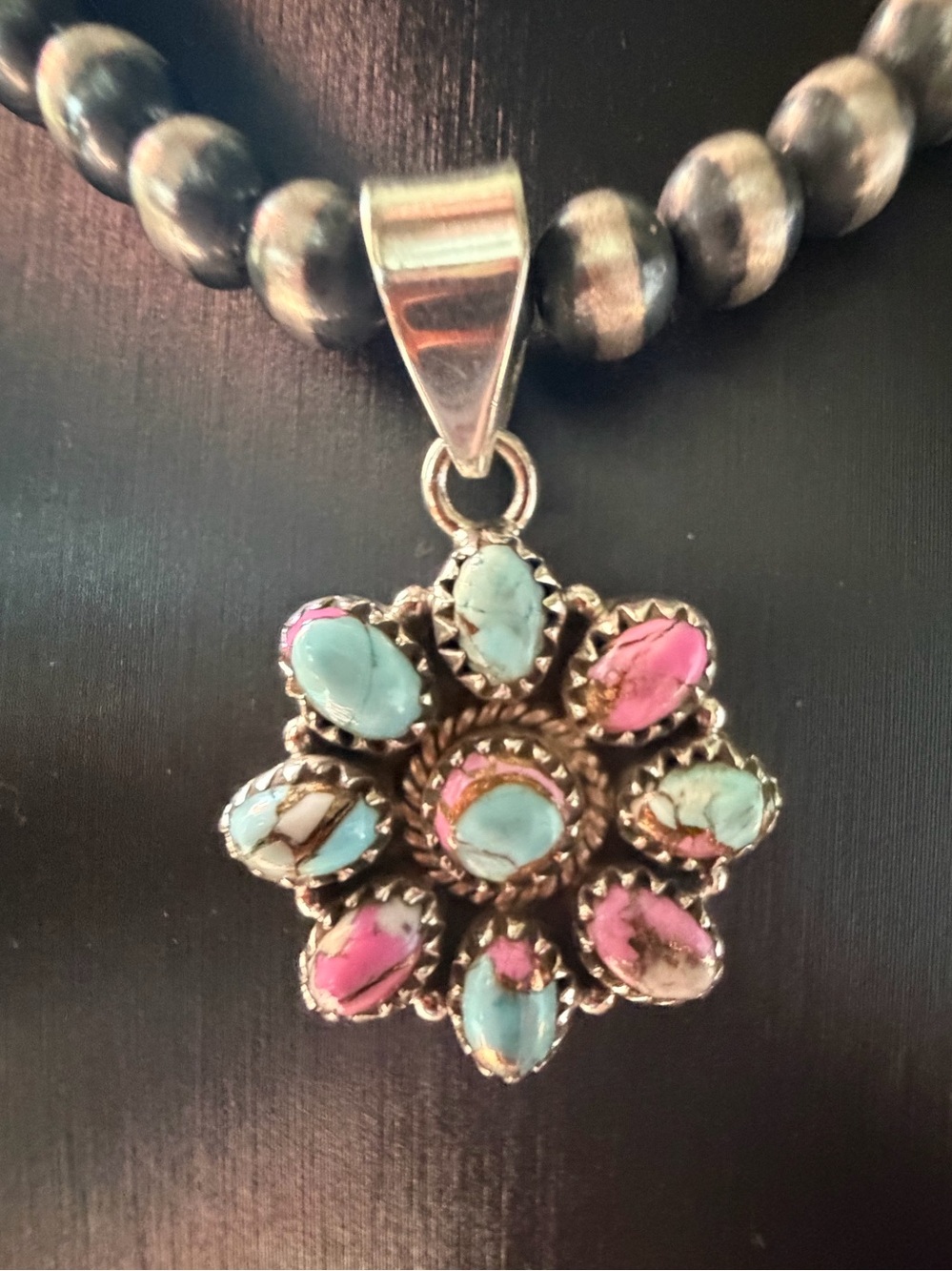 Cotton Candy Floral Stone Pendant Necklace - Women Jewelry